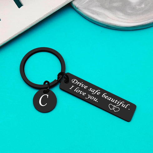 Xiahuyu Drive Safe Keychain for Her 26 Letter Keychain Gifts for Girlfriend Wife Daughter Mom Niece Sister Friend...