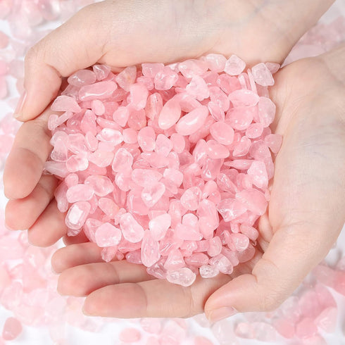 DUQGUHO Rose Quartz Crystals Chip Bulk Natural Healing Crystal Crushed Stones for Succulent Plant Flowerpot Rocks Vase Filler Terrarium Supplies P...