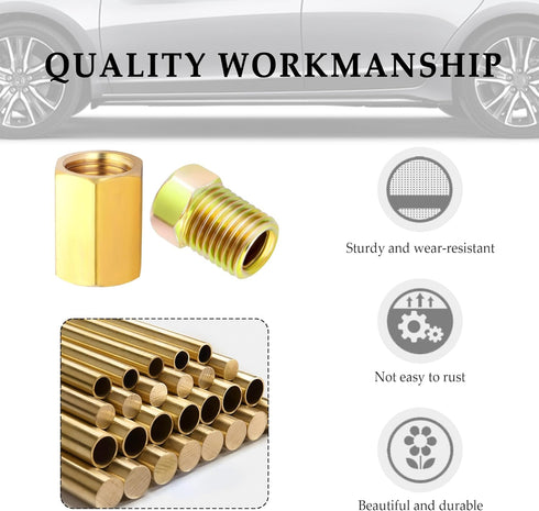 24PCS 3/8 Inch-24 Threads Brake Line Fittings,Include 8PCS Brake Line Unions+16PCS Nuts,Brake Line Fitting Kit Fit for 3/16 Inch Brake Lines Stand...