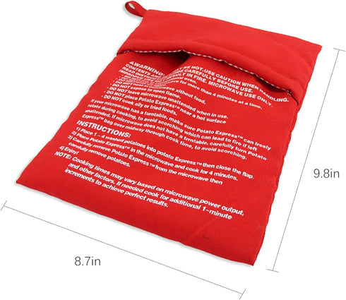 2 Pack Premium Microwave Potato Bags, Reusable Baked Potato Microwave Bag for Perfectly Cooked Potatoes, Red...