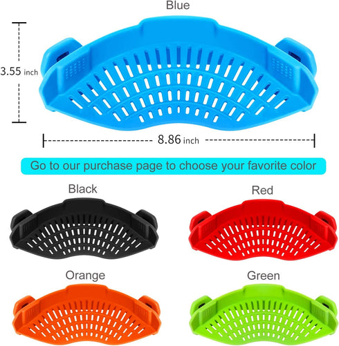 Clip On Strainer Silicone for all Pots and Pans,Pasta Strainer Clip on Food Strainer for Meat Vegetables Fruit Silicone Kitchen Colander...