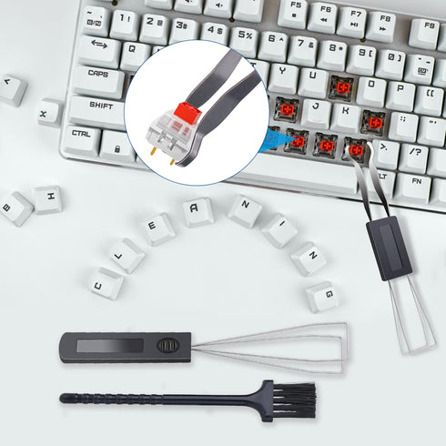 2 Pcs Keycap Puller Switch Puller+2 Pcs Keyboard Cleaning Brush, Stainless Steel Keycap Removal Tool for Mechanical Keyboard Clean Computer Cleani...