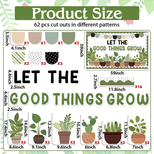 ZOiiWA Summer Potted Plant Bulletin Board Set Summer Greenery Classroom Bulletin Board Decoration Motivational Plant Cutouts Let The Good Things G...