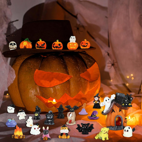 36 Pcs Halloween Miniature Figurines Resin Pumpkin Ghost Halloween Garden Accessories Miniature Halloween Decorations Halloween Miniature Ornament...