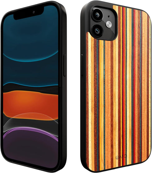 iATO iPhone 11 Case: Premium Natural Wood Cover, Military-Grade Protection, Ultra-Slim, Wireless Charging Compatible, Eco-Friendly - Multicolor Sk...