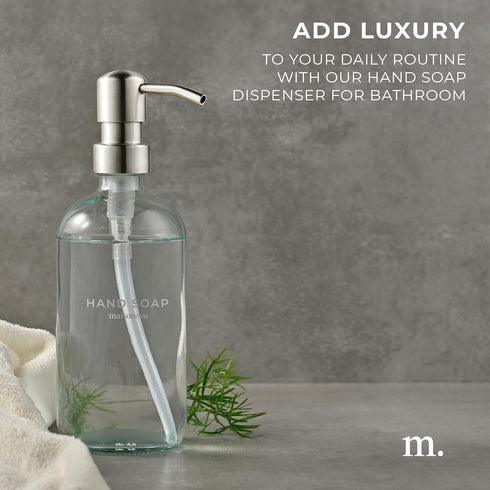 MaisoNovo Hand Soap Dispenser for Bathroom | 16.9 fl oz Clear Glass Silver Pump x 1...