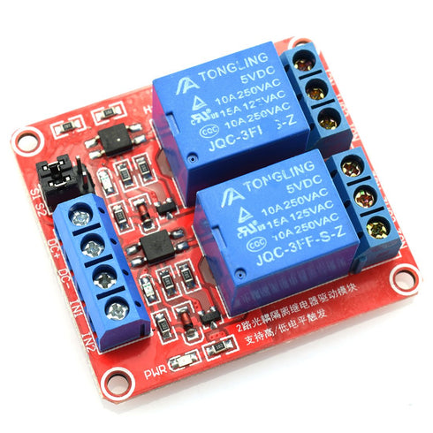 DZS Elec 5V 2 Channel Relay Optocoupler Isolation Module Red Board 3-5V High and 0-1.5V Low Level Triggered Load AC 0-250V / DC 0-30V 10A SCM IO C...