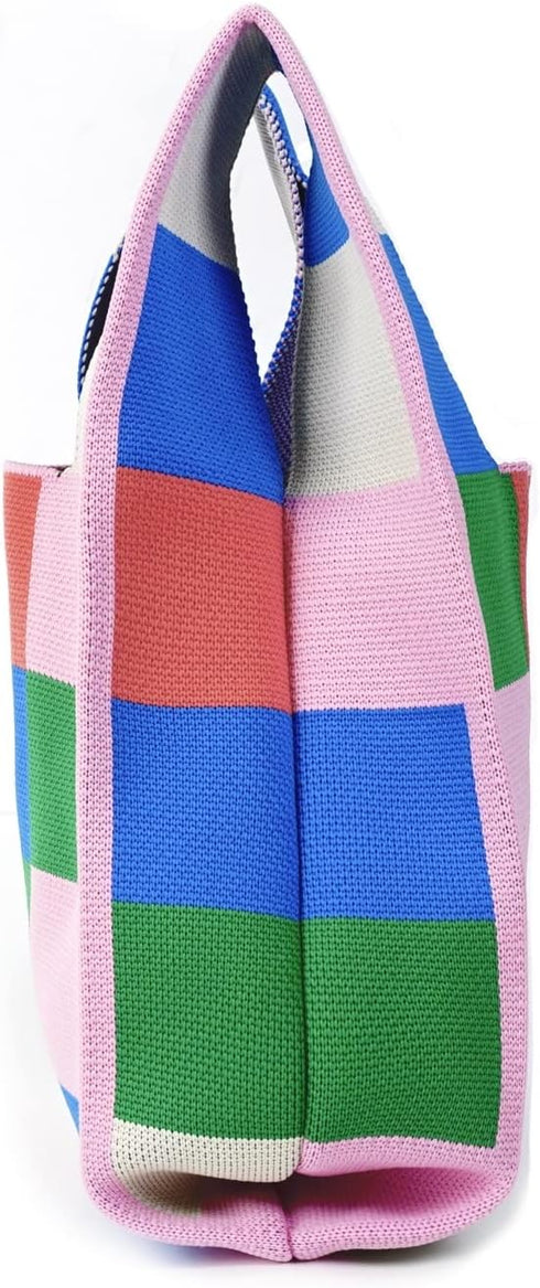 Colour Print Shoulder Bag for Women Fashion Tote Bag Small Hobo Handbag Purse Clucth Light Knit Top Handle Bag...