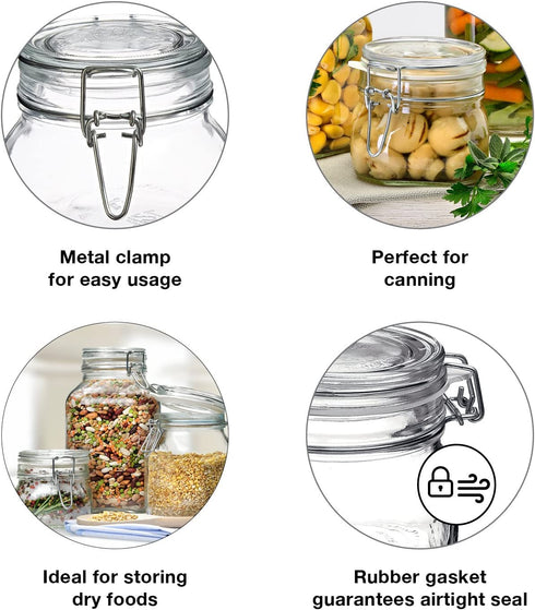 Bormioli Rocco Fido Clear Glass Jar with 85 mm Gasket,0.5 Liter (Pack of 2)...