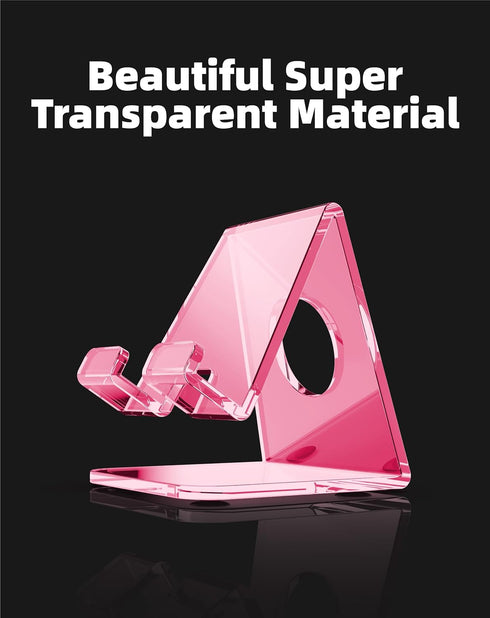 TOPGO Acrylic Cell Phone Stand, Clear Phone Holder for Office Desk, Vanity, Kitchen Counter, Bedside Table, Compatible with iPhone 15 14 13 12 11 ...