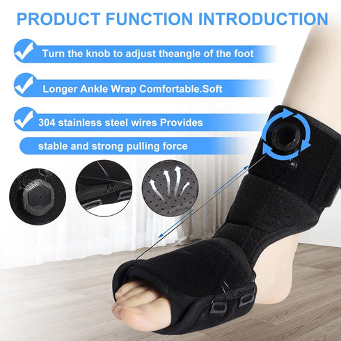 Plantar Fasciitis Relief Night Splint - Upgrade Achilles Tendonitis Brace with Rotating Knob Iron Wire Elastic Dorsal Night Splint, for Women & Me...