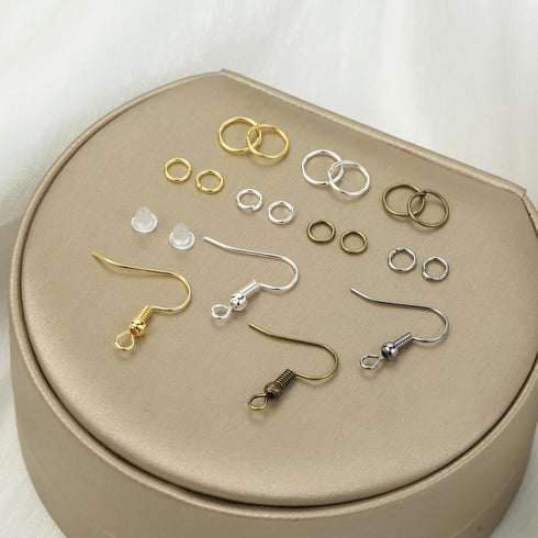 4 Colors Earring Hooks, 890 Pcs Earring Making Supplies Kit with Hypoallergenic Ear Wires Hooks, Open Jump Rings and Earring Backs for Jewelry Mak...