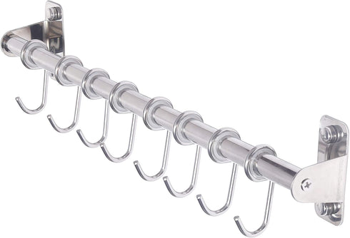 Dseap Kitchen Utensil Holder Hanger, Pot and Pan Rack wall mount, Kitchen Rail with 8 Hooks for Hanging Cooking Utensils, Mugs, Spoons, Wall Mount...