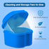 Denture Cup Dental Retainer Case Cleaning with Strainer Basket, Orthodontic Bath Box Mouthguard Storage Soaking Holder - Dark Blue...