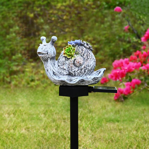 Decorative Garden Snail Statue Outdoor Decor Solar Light Figure Yard Decorations Sculpture Solar Powered Lawn ornament Resin Cute Sanil Figurine...