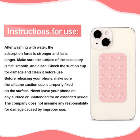 2pcs Double Sided Suction Cup Phone Mount, Silicone Phone Suction Holder Back of Phone Multifunctional Sticky Suction Phone Case for Shower Mirror...