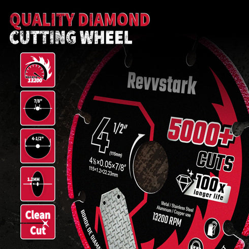 Diamond Cutting Wheel 4 1/2 x 7/8 Inch for Metal, Metal Cutting Cutting Disc, 4 1/2 Cut Off Wheel for Metal with 5000+ Cuts on Rebar, Steel, Iron ...