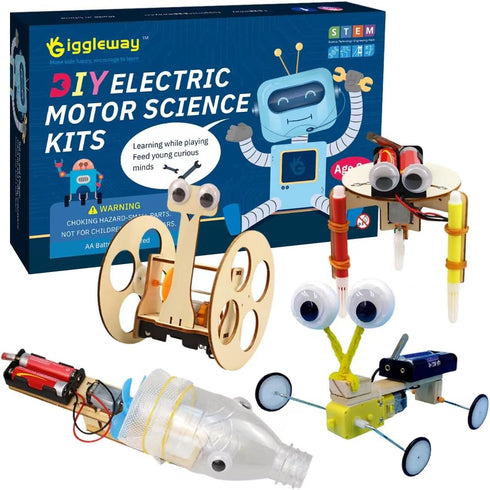 DIY Wood Stem Robot Building Kits, Electric Motor Woodworking Project Science Kits for Kids, Hands on STEM Learning Project Kits, 3D Puzzles Wood ...