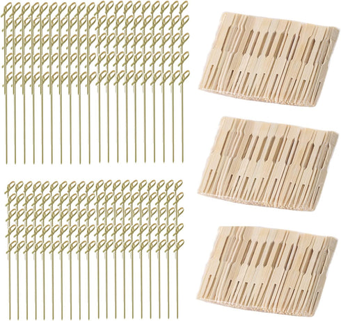 500 Pcs Bamboo Cocktail Appetizer Forks Food Fruit Picks Set 200 Pcs Sandwich Skewer Picks & 300 Pcs Mini Wooden Cocktail Fruit Forks Cheese Wood ...