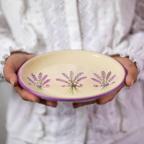 City to Cottage Handmade Lavender Floral Purple And Cream Glazed 7.9inch/20cm Side Plate, Dessert Plate, Unique Ceramic Dinnerware, Housewarming G...