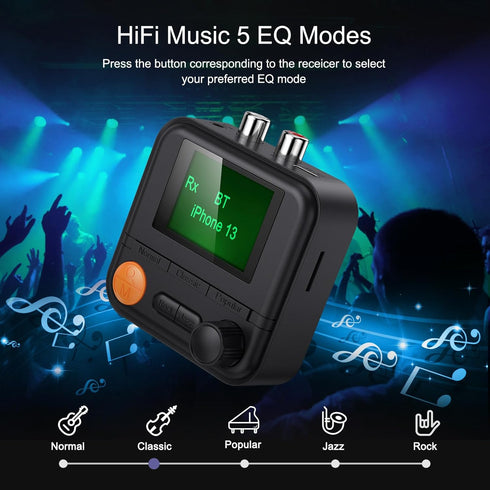 JXTZ Bluetooth 5.2 Transmitter Receiver, HiFi Bluetooth Audio Adapter with Display, Wireless Audio Adapter for Music Streaming Sound System, Headp...