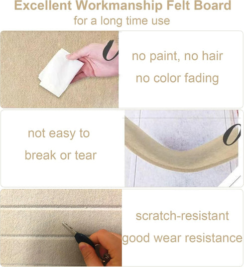 24 x 16" Large Bulletin Board, Decorative Felt Pin Board, 0.35“ Thick Foldable Photo Display Board with Self-Adhesive Tape, Vision Board for Schoo...