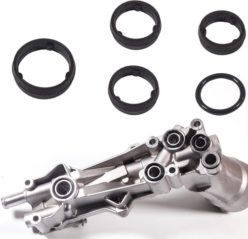 68191356AA Engine Oil Filter Housing O Ring Seal kit(5PCS) Chrysler 200 300 Pacifica Voyager Dodge Charger Grand Caravan Jeep Cherokee Gladiator W...