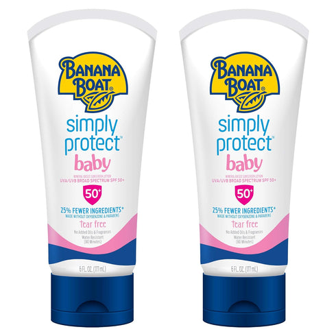 Banana Boat Baby 100% Mineral Sunscreen Lotion SPF 50 Twin Pack | Banana Boat Baby Sunscreen, Sunscreen for Babies, Oxybenzone Free Sunscreen, Ban...