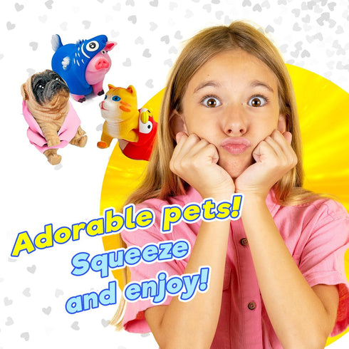 JA-RU Dress-Up Pets w/ Animal Costume Squishy Fidget Toys (1 Animal Pack) Stretchy Toys for Kids. Stress Relief Squeeze Toys. Bulk Party Favor & E...