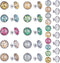SUNNYCLUE 1 Box 130Pcs DIY 20 Pairs Leopard Stud Earrings Making Starter Kit 4 Color 12mm Flat Back Druzy Resin Cabochons & Blank Stud Bezel Earri...