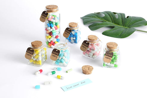 101PCS Cute Capsule Message Love Letters Plastic Capsule Love Letters in Wish Bottle,Lover Gift for Anniversary,Valentines,and Long Distance Relat...