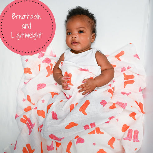 Baby Blanket, 100% Organic Cotton Muslin Swaddle Blanket, Soft Baby Girl Blanket 47 x 47 Inches, Newborn Blanket for Girls, Baby Essentials, Regis...