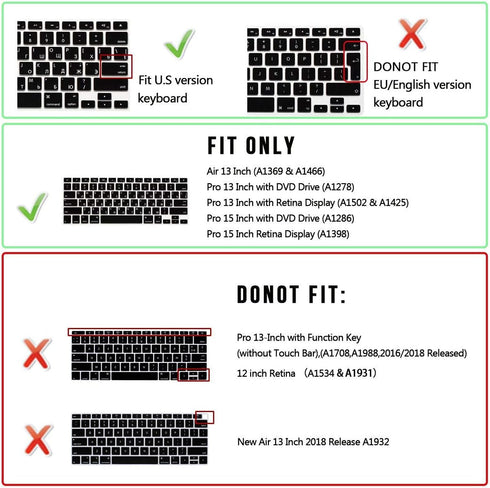 Serato Scratch Live Shortcuts Keyboard Cover US Layout for Air 13 Inch A1466 A1369(2010-2017)/for MacBook Pro 13 Inch 15 Inch(2015 or Older Versio...