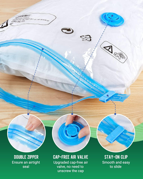 6 Pack Small Vacuum Storage Bags (24"x16"), Reusable Vacuum Sealer Compression Space Saver Bag for Clothes, Mattress, Blanket, Duvets, Pillows, Co...