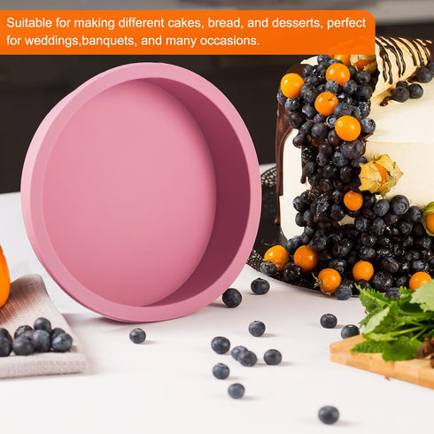 6 Pcs Round Cake Pans 4" Nonstick Quick Release Silicone Cake Mould Bakeware Tools for Baking Cupcakes Bread Pizza, Red...