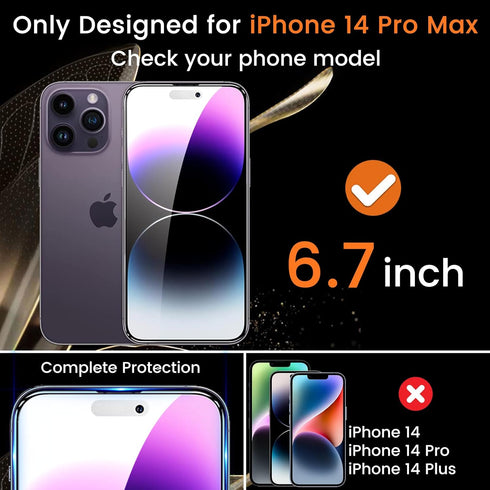 3+3 Pack Privacy Screen Protector for iPhone 14 Pro Max 6.7-Inch with 3 Pack Camera Lens Protector, Anti Spy Tempered Glass Film 9H Hardness Bubbl...