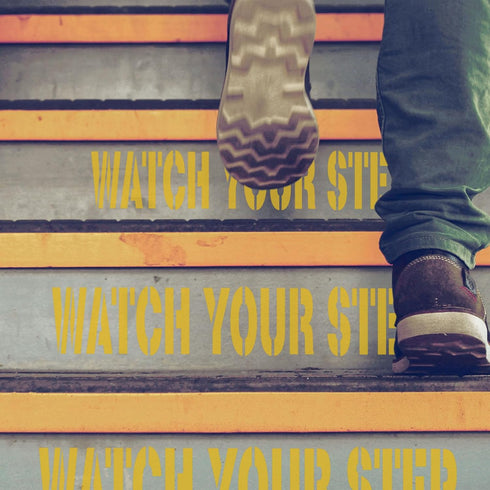 2pcs Watch Your Step Stencils, 22.83x5.51 inch Watch Your Step Signs Reusable Letter Stencils Paint Stencils Warning Sign Stencil Safety Stencils ...
