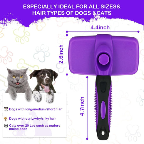 Pet Grooming Brush, The Ultimate Dog Brushes for Shedding Hair, Fur, Comb for Grooming Long Haired & Short Haired Dogs, Cats, Rabbits & More, Shed...