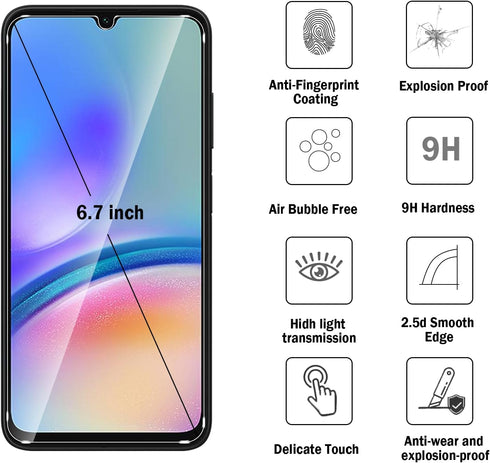 2+2 Pack for Samsung Galaxy A05s(Not A05) Screen Protector with Camera Lens Protector,Full Coverage 9H Tempered Glass Film,HD Clear Scratch Resist...