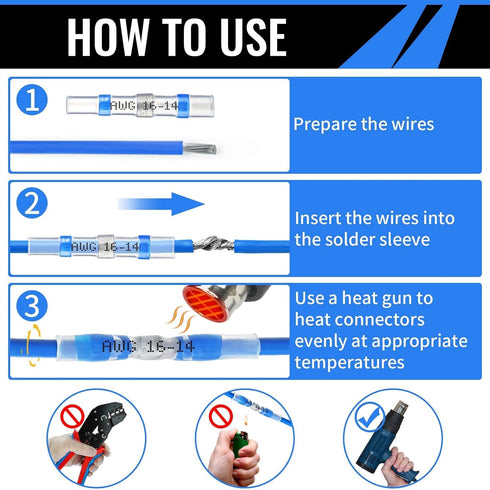 400PCS Solder Seal Wire Connectors, Sopoby Self Soldering Heat Shrink Butt Connector Solder Sleeve Waterproof Insulated Electrical Butt Splice Wir...