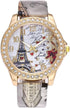 CdyBox Wholesale PU Leather Strap Watch Mother Day Gift Bling Rhinestone Accented Eiffel Tower Ladies Women Watches...