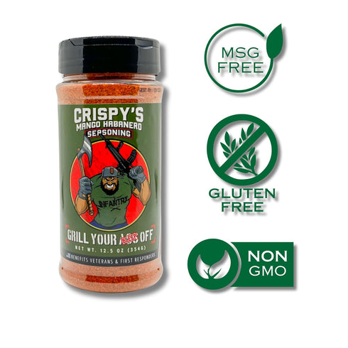 Crispy's Mango Habanero BBQ Rub by Grill Your As Off - Grill Seasoning for Beef, Steak, Burgers, Pork & Chicken - Gluten Free, No MSG - 100% Veter...