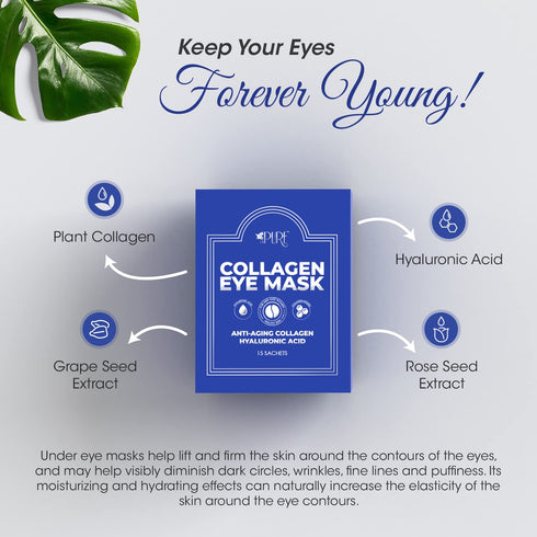 Collagen Boosting Eye Mask Patches Under Eye Patches for Puffy Eyes Hyaluronic Acid Dark Circles Bags Lines Anti Wrinkles Anti Aging Hydrating Moi...