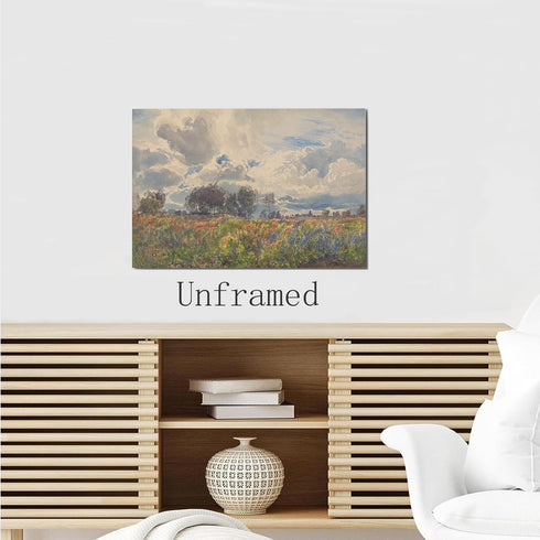 SHDOWARTH Vintage Landscape Canvas Wall Art Country Wildflower Posters Field landscape painting Country Field Wall Art for Bedroom Living Room Bat...