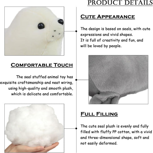 2PCS 9" Seal Plush Stuffed Animal Cute Seal Toy Pillow Kawaii Doll Gifts for Kids...