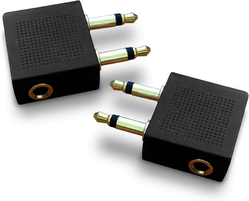 Gold Plated Airplane Flight Headphone Adapters (Pack of 2) | Allows you to use your Earphones with all In-Flight Media Systems | This Enables Grea...