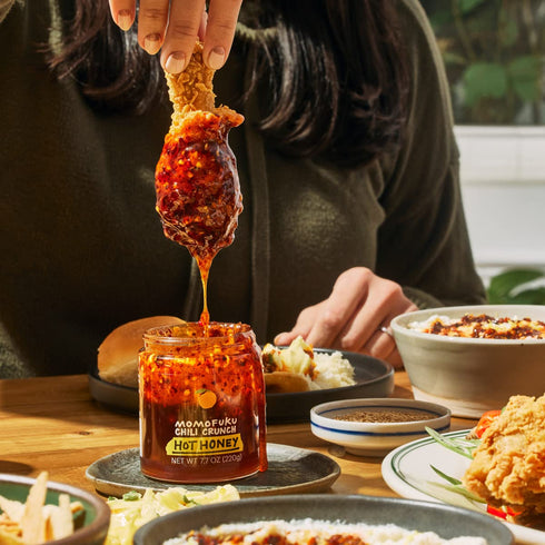 Momofuku Hot Honey Chili Crunch by David Chang 7.7 oz, Oil with Premium Wildflower Honey, Garlic and Shallots, Chili Crisp for Cooking, as Sauce o...