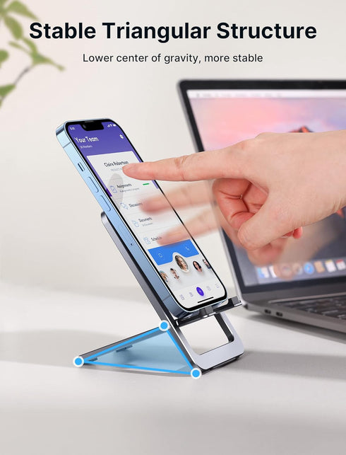 JSAUX Cell Phone Stand, Foldable Aluminum Adjustable Travel Phone Holder for Desk, Compatible for iPhone 15 14 13 12 11 Pro Max X Xr Samsung S22 S...