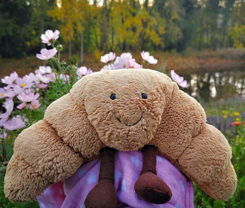 WeightedPlush 9" Croissant Plush Cute Smile Croissant Bread Pillow Stuffed Animals Funny Soft Food Plushies Toy for Gifts for Kids Birthday...