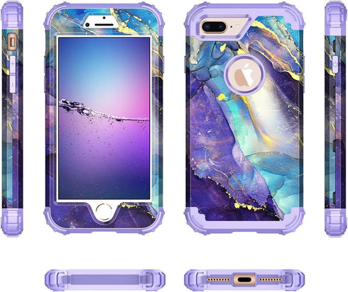 Rancase for iPhone 8 Plus/iPhone 7 Plus Case,Three Layer Heavy Duty Shockproof Protection Hard Plastic Bumper +Soft Silicone Rubber Protective Cas...